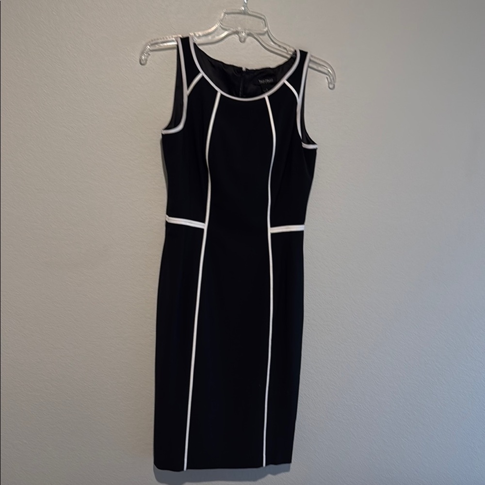 Women's Black Dress with White Accents